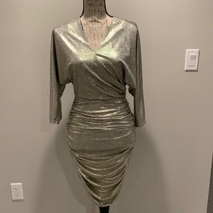 Alice and Olivia metallic gold/silver dress